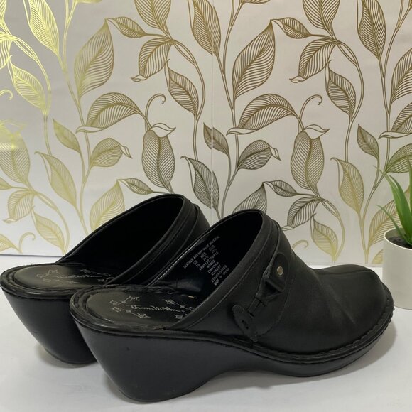 Thom mcAn Womens Black Leather Mule Clogs With Strap Detail 7.5 Comfortable Slip - Picture 5 of 10